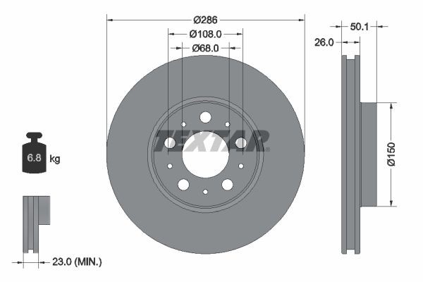 TEXTAR Bremseskive 92100503 92100503 PRO Bremseskive VOLVO S80 TEXTAR