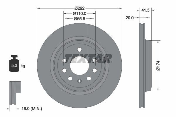 Disque de frein TEXTAR 92118403 TEXTAR PRO 92118403 Disques de frein FERRARI F355 1999