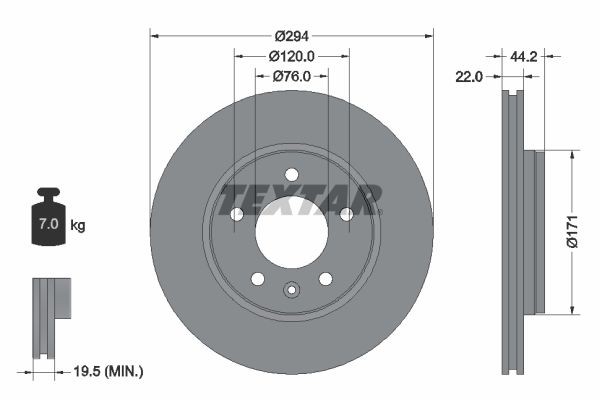 TEXTAR Bremseskive 92121403 Skivebremser TEXTAR POLO 92121403 billig