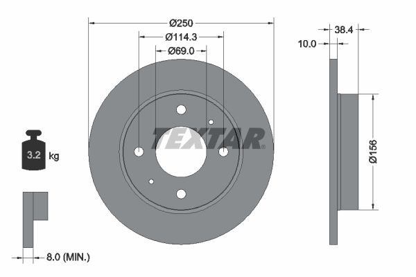 TEXTAR Bremsscheibe 92134903 TEXTAR PRO 92134903 Bremsscheibe Mitsubishi Colt CZC Kosten