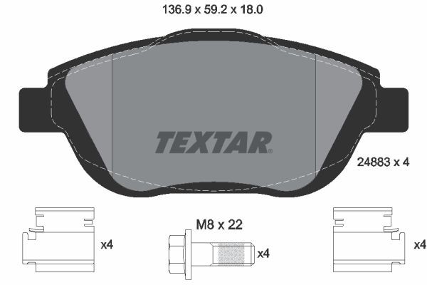 TEXTAR Kit pastiglie freni 2488301 2488301 costo Pastiglie freno sportive TEXTAR JEEP CHEROKEE
