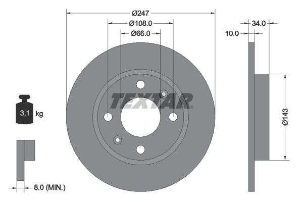 TEXTAR Brake disc 92029803 92029803 TEXTAR brake discs for PEUGEOT 208