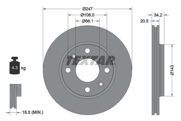 TEXTAR Piduriketas 92043103 Sport pidurikettad TEXTAR 508 92043103 odav
