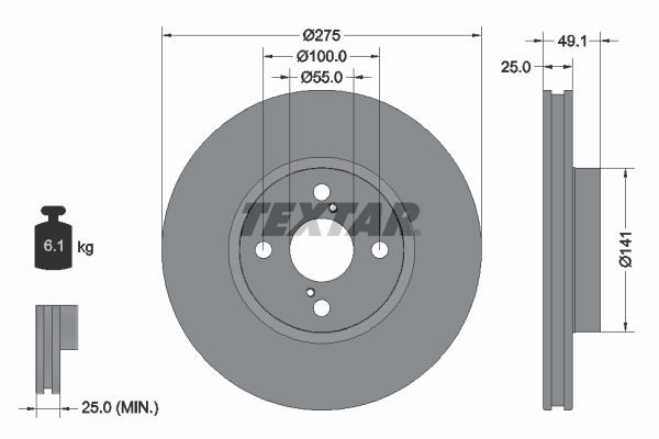 TEXTAR Bremseskive 92126003 Skiver TEXTAR Toyota MR 2 PRO 92126003