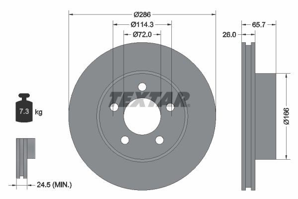 TEXTAR Remschijf 92169003 92169003 PRO Schijfremmen FORD USA THUNDERBIRD TEXTAR