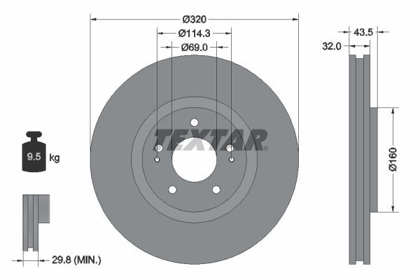 TEXTAR Brzdový kotouč 92169903 92169903 TEXTAR Športové brzdové kotúče Mitsubishi lacné