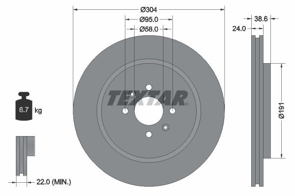 TEXTAR Brake disc 92170203 MG MGB TEXTAR performance brake discs 92170203