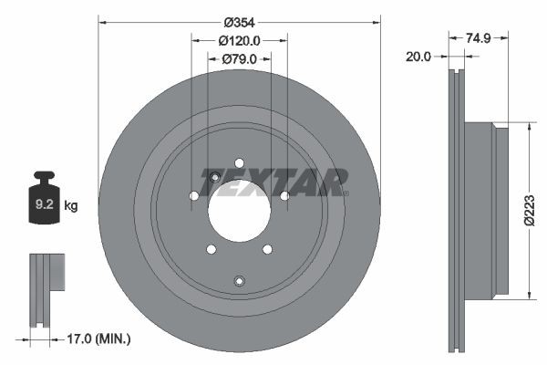 TEXTAR Bremseskive 92175503 TEXTAR Sportsbremseskiver LAND ROVER PRO 92175503