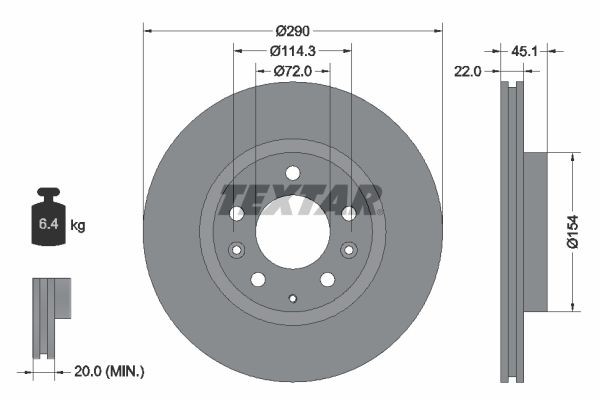TEXTAR Bremseskive 92175603 92175603 Sportsbremseskiver TEXTAR MAZDA 6
