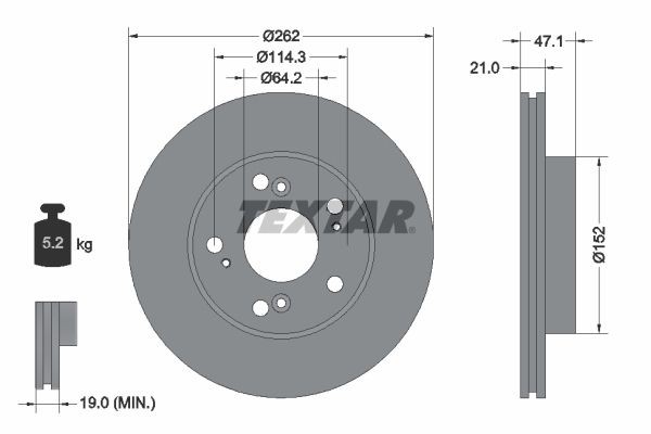 TEXTAR Δισκόπλακα 92175803 Δισκόπλακες TEXTAR Honda CIVIC PRO 92175803