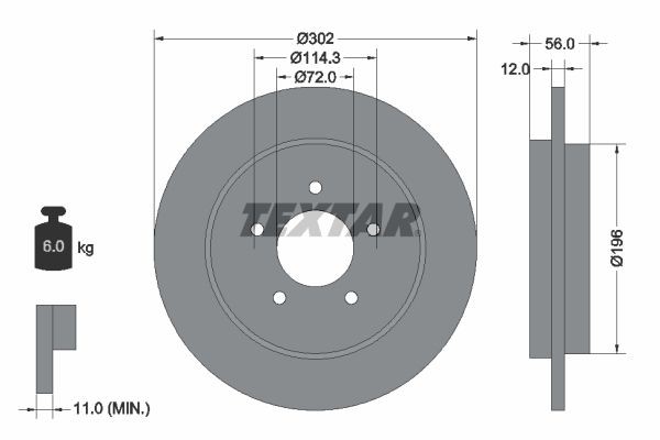 Remschijf TEXTAR 92197803 TEXTAR PRO 92197803 Remschijven MAZDA TRIBUTE 2009