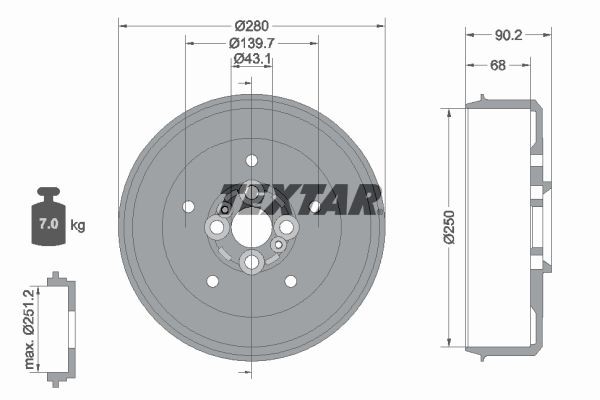 Tambour de frein TEXTAR 94030600 TEXTAR 94030600 Tambour de frein KIA SPORTAGE 2007