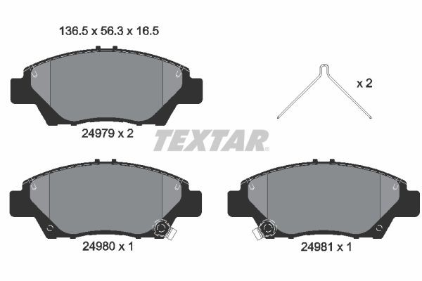 TEXTAR Bremseklodser 2497901 Bremse HONDA Jazz Shuttle (GG8, GG7, GP2): Bremseklodser TEXTAR 2497901