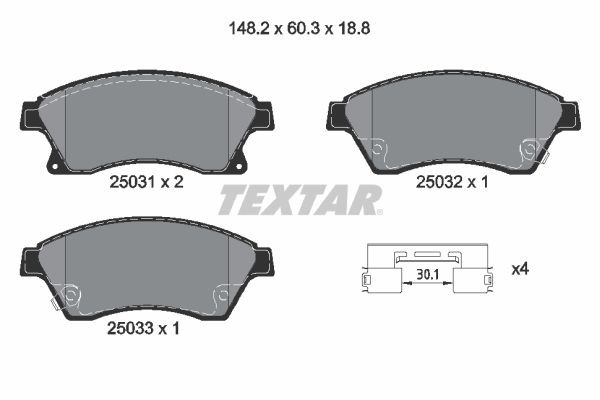 TEXTAR Remblokken 2503101 Opel CORSA Race-remblokken TEXTAR 2503101