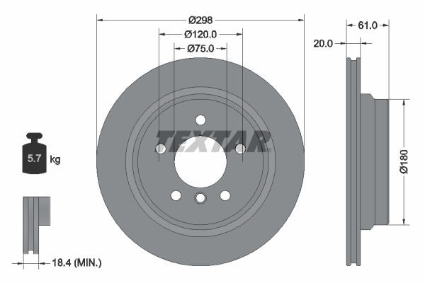 TEXTAR Bremsscheibe 92075103 TEXTAR 92075103 Bremsscheibe ALPINA B10 Touring (E39) V8 S 4.8 375 PS 2003