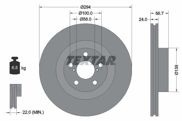 TEXTAR Bremseskive 92139500 92139500 Sportsbremseskiver TOYOTA URBAN CRUISER TEXTAR
