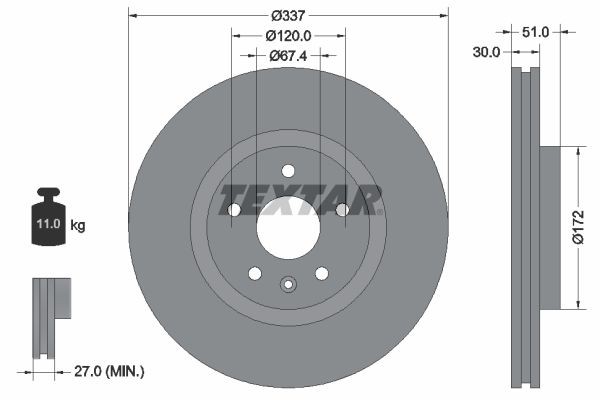 TEXTAR Brake disc 92187103 92187103 TEXTAR brake discs SAAB 99