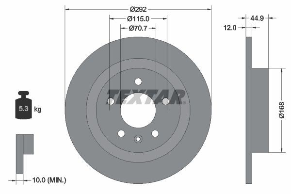 TEXTAR Disco de travão 92205703 Discos TEXTAR Chevrolet HHR PRO 92205703