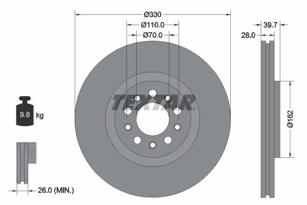 TEXTAR Bremžu diski 92220903 Bremžu disks TEXTAR Alfa Romeo 33 PRO 92220903
