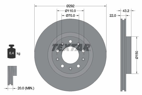 TEXTAR Disco de travão 92221103 92221103 PRO Discos de travão desportivos ALFA ROMEO GIULIA TEXTAR