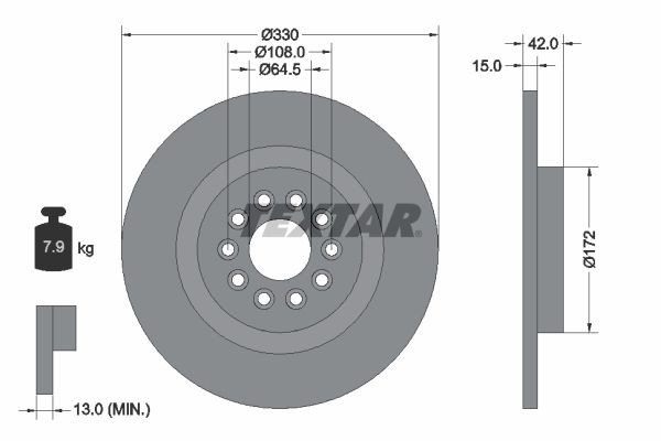 TEXTAR Remschijf 92221403 92221403 PRO Remschijf JAGUAR XE TEXTAR
