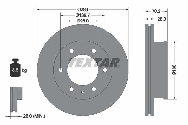 Piduriketas TEXTAR 92223000 TEXTAR 92223000 Piduriketas eesmised ja tagumised Mazda BT-50 2017