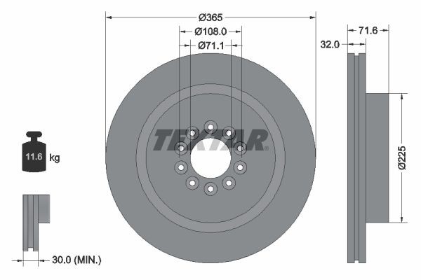 Remschijf TEXTAR 92223103 TEXTAR PRO 92223103: Remschijf Jaguar S-TYPE 2008
