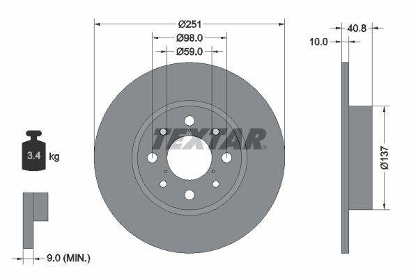 TEXTAR Bremžu diski 92202303 Sporta bremžu diski TEXTAR Alfa Romeo SPIDER PRO 92202303