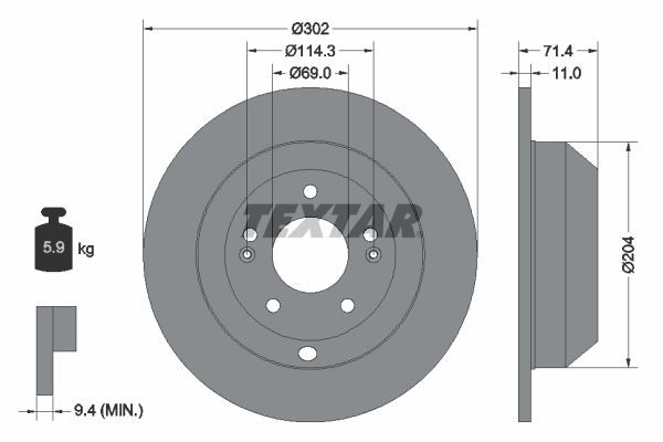 TEXTAR Disque de frein 92223403 92223403 Disque de frein sport TEXTAR KIA RIO