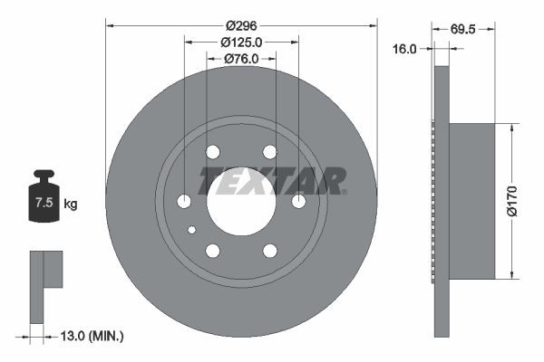 TEXTAR Bremseskive 93177500 Sports bremseskiver TEXTAR IVECO 93177500