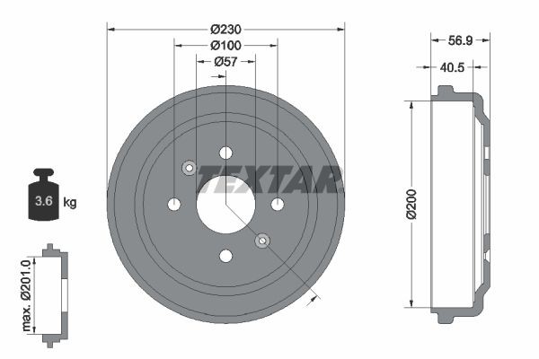 TEXTAR Bremsetromle 94032100 94032100 Bremsetromler CHEVROLET CRUZE TEXTAR
