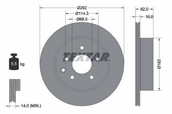 TEXTAR Bremžu diski 92144003 92144003 PRO Sporta bremžu diski SUZUKI JIMNY TEXTAR