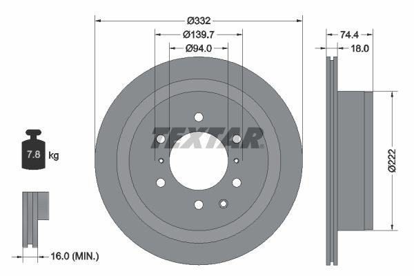 TEXTAR Brzdový kotouč 92167303 TEXTAR Športové brzdové kotúče MITSUBISHI PRO 92167303