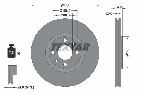 TEXTAR Piduriketas 92168503 Sport pidurikettad TEXTAR Peugeot 508 PRO 92168503