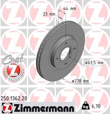 ZIMMERMANN Disco de travão 250.1362.20 ZIMMERMANN COAT Z 250.1362.20 Tuning FORD Transit Courier Carrinha 2021