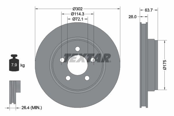 TEXTAR Bremžu diski 92203303 92203303 Bremžu diski TEXTAR JEEP GRAND CHEROKEE