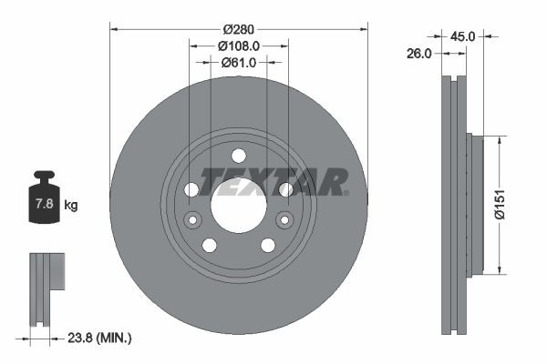 TEXTAR Bremseskive 92257903 Bremseskive TEXTAR B-Klasse 92257903 billige