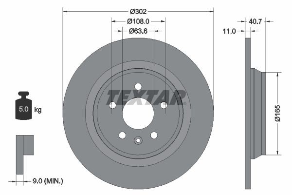 TEXTAR Brzdový kotouč 92162903 Kotúče TEXTAR V40 Kombi 92162903 lacné