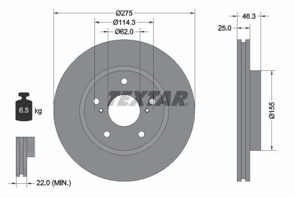 TEXTAR Remschijf 92232703 TEXTAR 92232703 Remschijf set HS 250h prijs