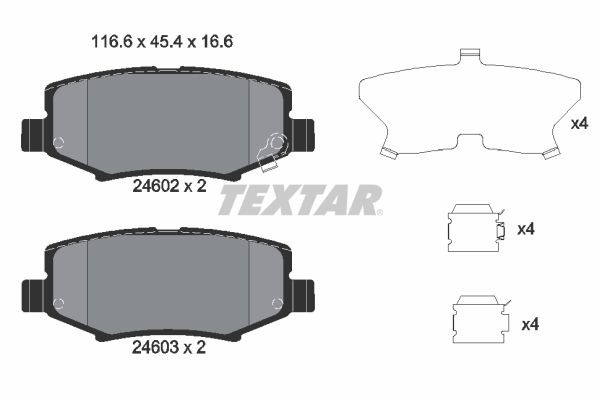 TEXTAR Kit pastiglie freni 2460201 2460201 costo Pastiglie freno sportive JEEP CHEROKEE TEXTAR