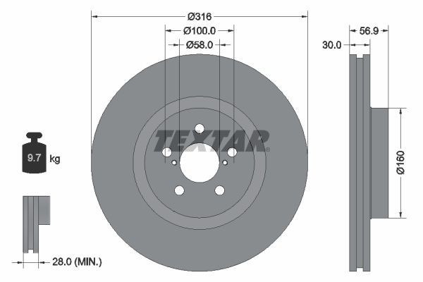 TEXTAR Disco de travão 92236503 92236503 PRO Discos SUBARU VIVIO TEXTAR