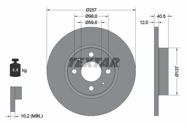 TEXTAR Bremseskive 92236703 92236703 PRO Sportsbremseskiver CHRYSLER NEON TEXTAR