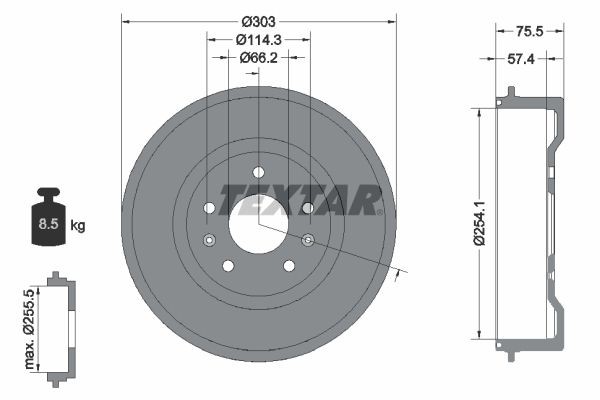 TEXTAR Bremžu trumulis 94032800 TEXTAR 94032800 Bremžu trumuļi Range Rover I cena