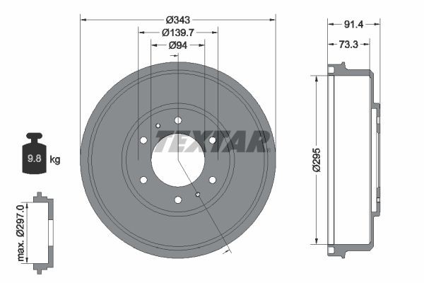 TEXTAR Tambour de frein 94035300 94035300 Tambour de frein FIAT PALIO TEXTAR