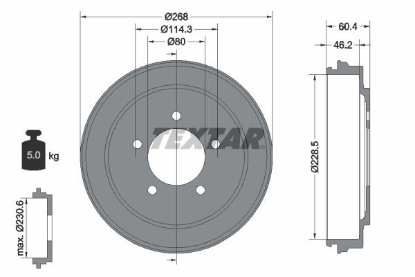 TEXTAR Bremstrommel 94036300 94036300 TEXTAR Chrysler Sebring JS Bremstrommeln Kosten