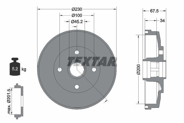 TEXTAR Bremstrommel 94036500 94036500 Bremstrommeln KIA OPIRUS TEXTAR kaufen