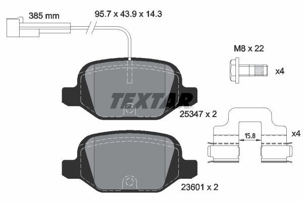 TEXTAR Remblokken 2534701 2534701 Remblokken TEXTAR FIAT PANDA
