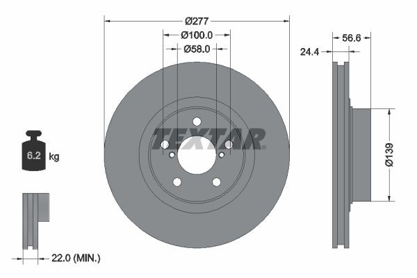 TEXTAR Bromsskiva 92094603 92094603 TEXTAR bromsskiva SUBARU VIVIO