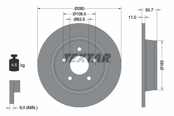 Δισκόπλακα TEXTAR 92238903 TEXTAR PRO 92238903 Δίσκος φρένων FORD KUGA 2024
