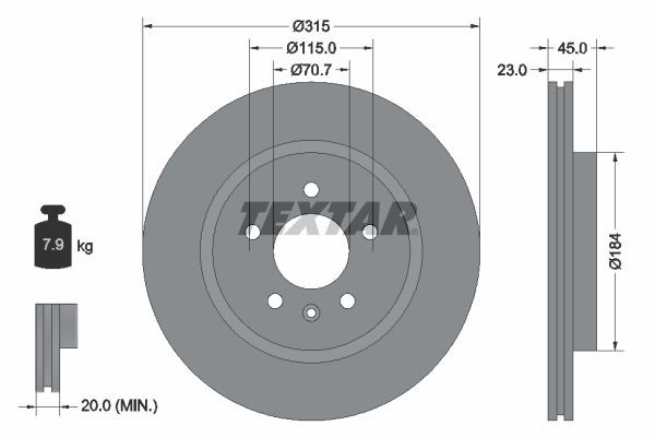 Disque de frein TEXTAR 92239803 TEXTAR PRO 92239803: Disques de frein Opel ZAFIRA 2020